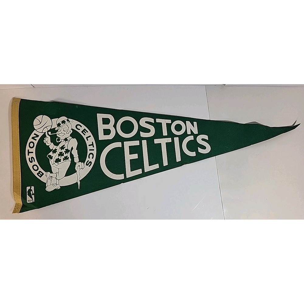 Vtg Souvenir Boston Celtics Felt Flag Pennant NBA Basketball Shamrock Green